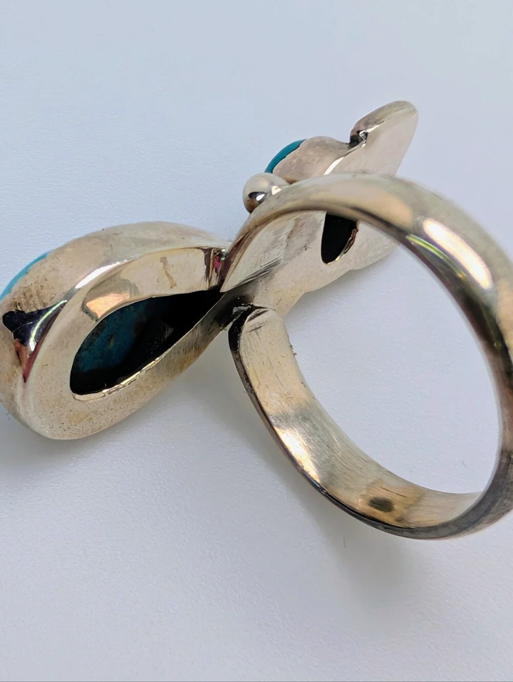 Turquoise S925 Sterling Silver Gemstone Cat Adjustable Ring